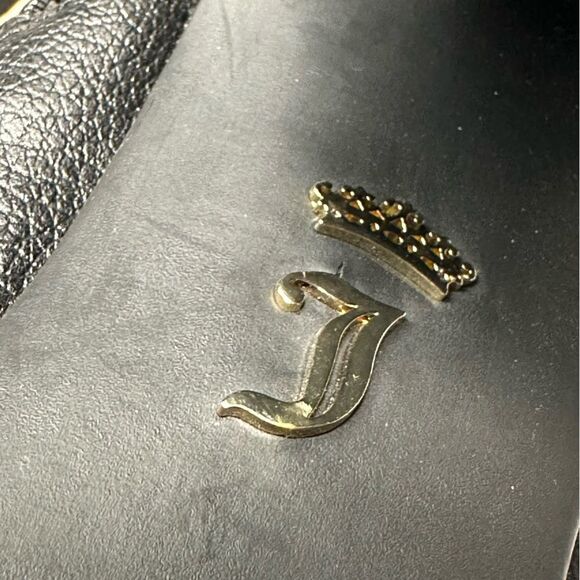 Juicy Couture Black High Heeled Side Zip Booties, Gold Accents Lug Sole, Size 9 - Picture 7 of 15